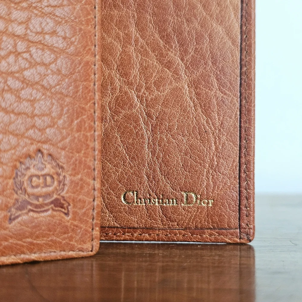 Rare Christian Dior Vintage Pebbled Leather Bifold Wallet Made in Spain CD Logo